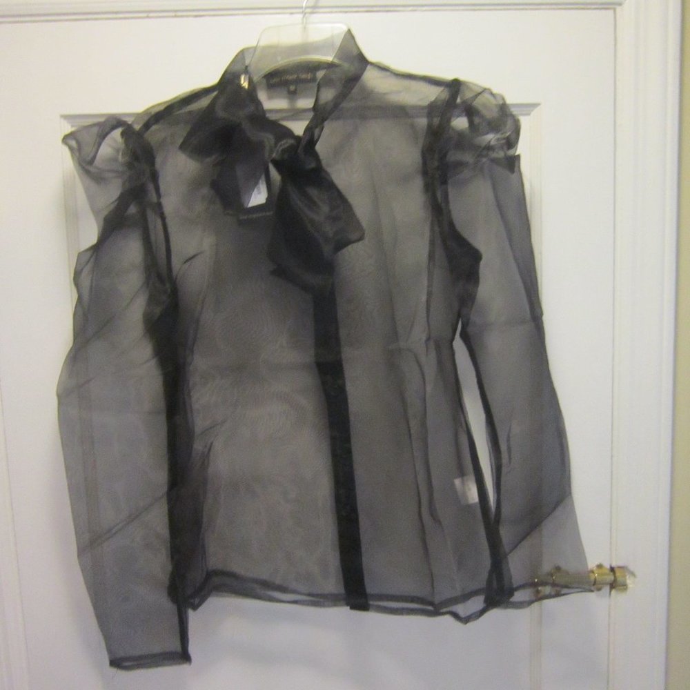 3 for💲25🌟 bow neck sheer organza shirt blouse top **flawed** {Poor Things}